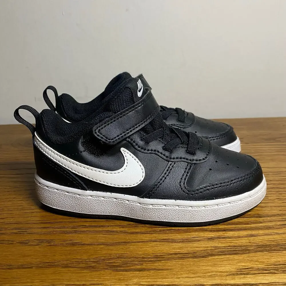 Nike Court Borough Low (TDV) Black/White Sneakers BQ5453-002 Toddler Size 9C